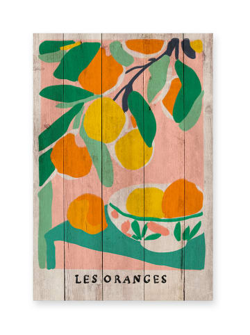 Madre Selva Holzdruck "Oranges" in Bunt - (L)60 x (B)40 cm