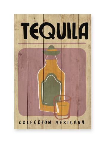 Madre Selva Holzdruck "Tequila" in Bunt - (L)60 x (B)40 cm