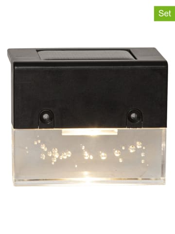 STAR Trading 4-delige set: ledsolarwandlampen "Bubbly Fence" zwart - (B)6,5 x (H)8 cm