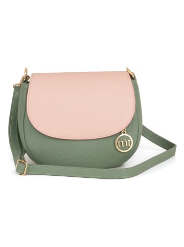 Mia Tomazzi Leder-Umhängetasche "Eschilo" in Grün/ Rosa - (B)23 x (H)19 x (T)8 cm