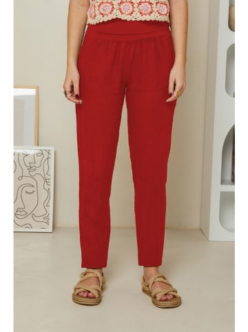 Rodier Lin Lniane spodnie w kolorze czerwonym