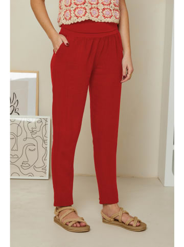 Rodier Lin Leinen-Hose in Rot