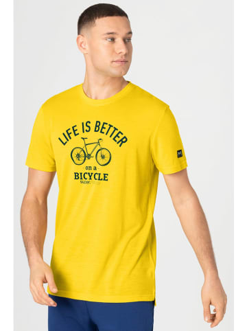 super.natural Koszulka "Better Bike" w kolorze żółtym
