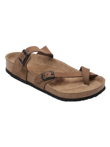Ballerin's Leren teenslippers "Bodrum" lichtbruin