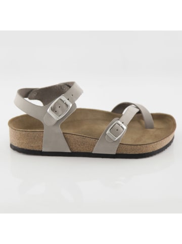 Ballerin's Leren teenslippers "Ephesus" lichtgrijs