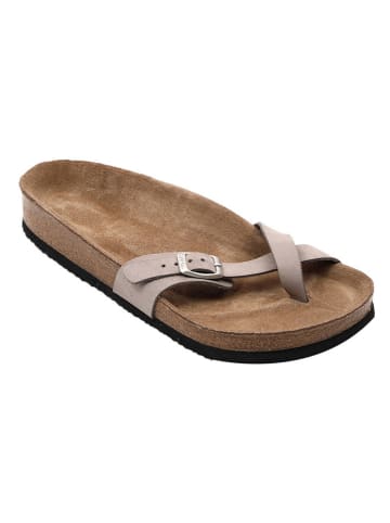 Ballerin's Leren teenslippers "Knidos" lichtgrijs