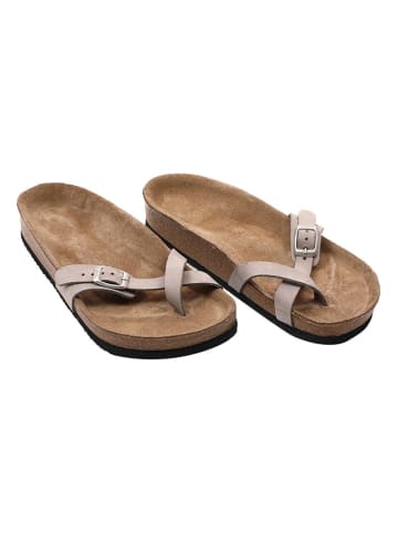 Ballerin's Leren teenslippers "Knidos" lichtgrijs
