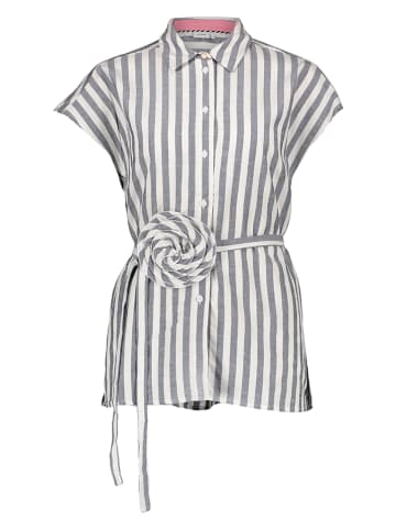 NÜMPH Bluse in Grau/ Weiß