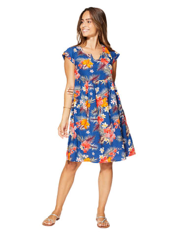 Aller Simplement Kleid in Blau/ Orange