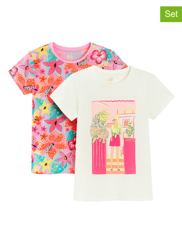 COOL CLUB Koszulki (2 szt.) w kolorze biało-różowym ze wzorem