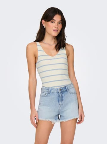 ONLY Top wit/lichtblauw