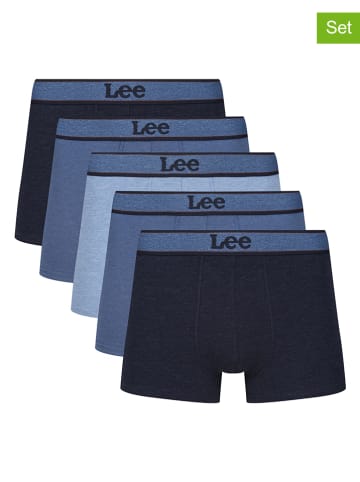 LEE Underwear 5er-Set: Boxershorts "Brand" in Dunkelblau/ Blau/ Hellblau