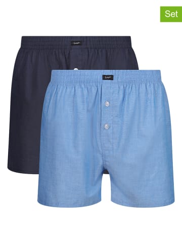 LEE Underwear 2er-Set: Boxershorts "Mills" in Dunkelblau/ Hellblau
