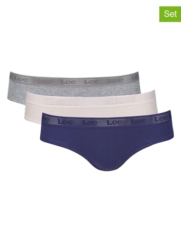 LEE Underwear 3-delige set: slips "Benita" donkerblauw/crème/grijs