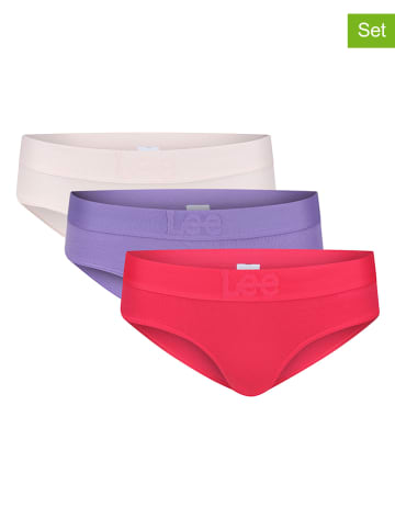 LEE Underwear Figi (3 pary) "Julie" w kolorze czerwonym, fioletowym i kremowym