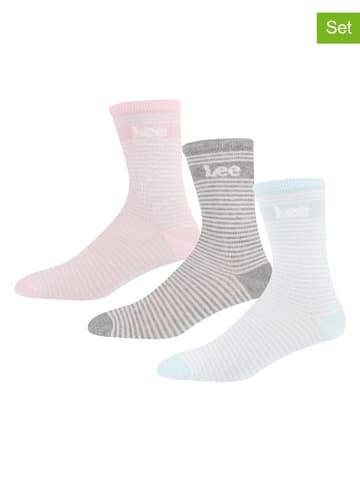 LEE Underwear 3er-Set: Socken "Kionna" in Grau/ Rosa/ Hellblau