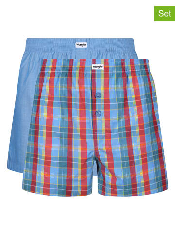 Wrangler 2er-Set: Boxershorts "Manta" in Hellblau/ Rot