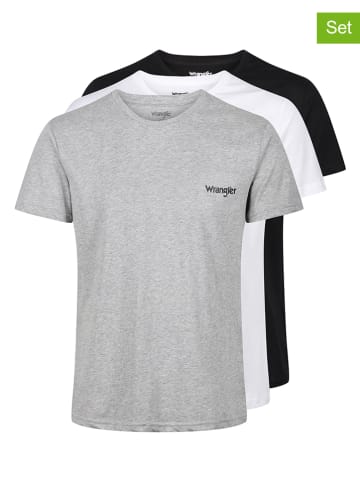 Wrangler 3er-Set: Shirts "Foster" in Schwarz/ Weiß/ Grau
