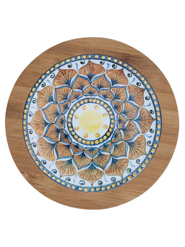 Villa d´Este 3-delige onderzetterset "Sicilia" lichtbruin/blauw - Ø 16 cm