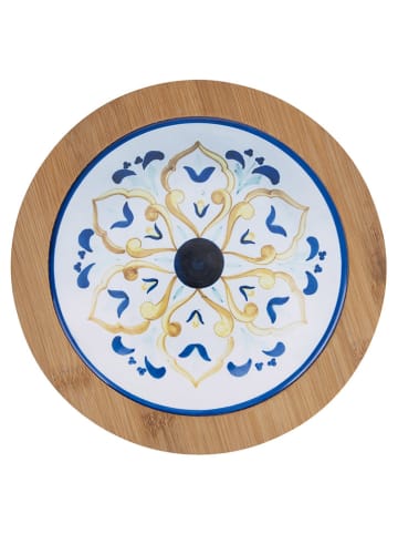 Villa d´Este 3-delige onderzetterset "Sicilia" lichtbruin/blauw - Ø 16 cm