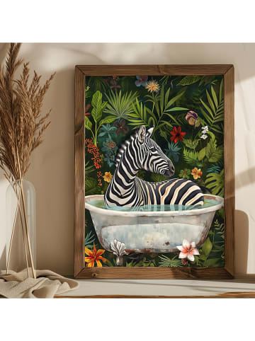 HanahHome Druk artystyczny w kolorze brązowym ze wzorem w ramce - 35 x 47 cm