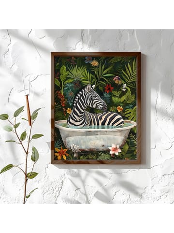 HanahHome Druk artystyczny w kolorze brązowym ze wzorem w ramce - 35 x 47 cm