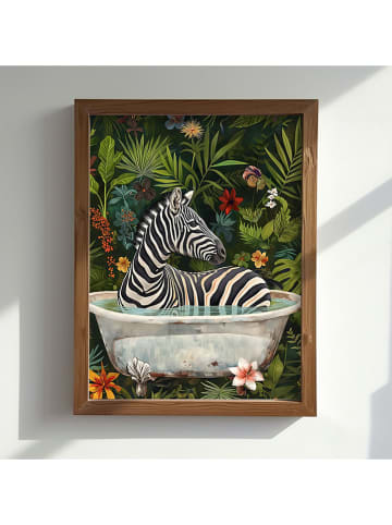 HanahHome Druk artystyczny w kolorze brązowym ze wzorem w ramce - 35 x 47 cm