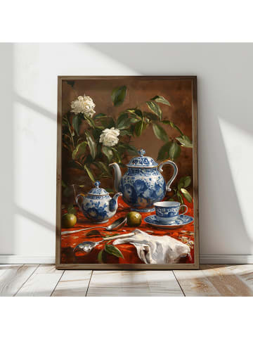 HanahHome Druk artystyczny w kolorze brązowym ze wzorem w ramce - 50 x 70 cm