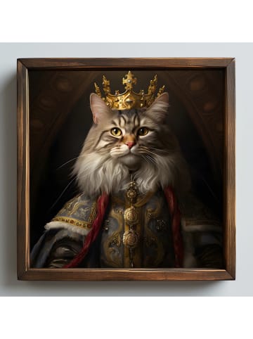 HanahHome Druk artystyczny w kolorze brązowym w ramce - 50 x 50 cm