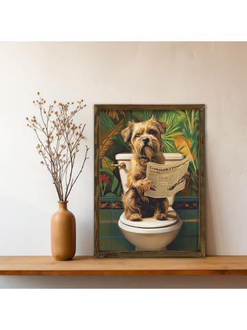 HanahHome Druk artystyczny w kolorze brązowym ze wzorem w ramce - 35 x 47 cm