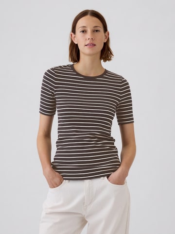 GAP Shirt in Dunkelbraun/ Weiß