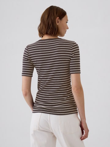 GAP Shirt in Dunkelbraun/ Weiß