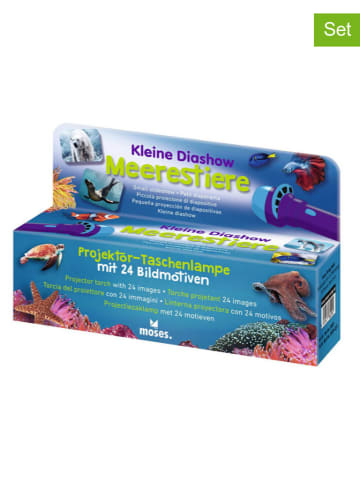 moses. Latarki projektorowe (2 szt.) "Sea animals" w kolorze niebieskim - 3+