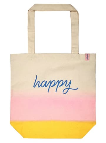 moses. Shopper bag "Happy" w kolorze beżowo-jasnoróżowo-żółtym
