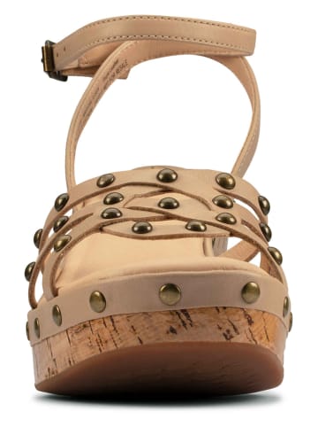 Clarks Skórzane sandały "Maritsa70 Sun" w kolorze szarobrązowym na obcasie