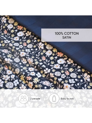 Cacharel textiles Komplet pościeli satynowej "Meadow" w kolorze granatowym ze wzorem