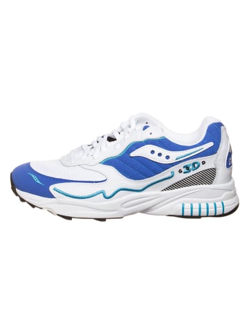 Saucony Leder-Sneakers "3D Grid Hurricane" in Weiß/ Blau