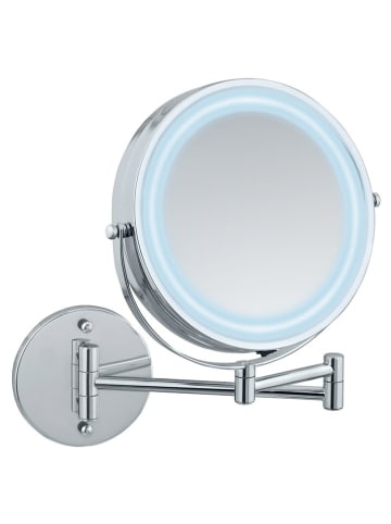 Wenko Lusterko kosmetyczne LED "Power-Loc" w kolorze srebrnym - Ø 17,5 cm