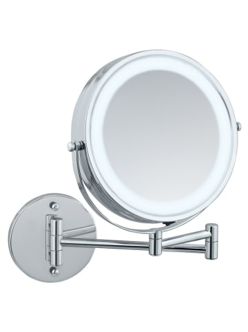 Wenko Lusterko kosmetyczne LED "Power-Loc" w kolorze srebrnym - Ø 17,5 cm