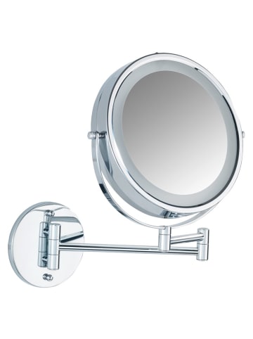 Wenko Ledcosmeticaspiegel "Power-Loc" zilverkleurig - Ø 17,5 cm