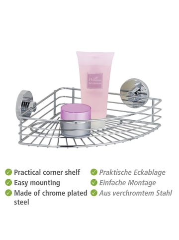 Wenko Doucherek "Vacuum-Loc Bari" zilverkleurig - (B)31,5 x (H)9 x (D)22 cm