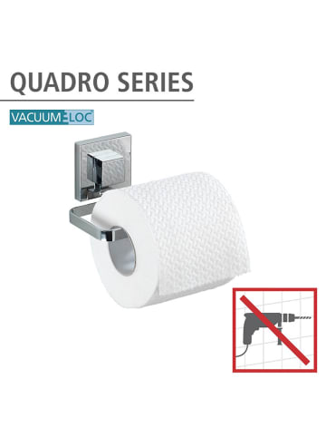 Wenko Uchwyt "Vacuum-Loc Quadro" w kolorze srebrnym na papier toaletowy - 14 x 6 cm