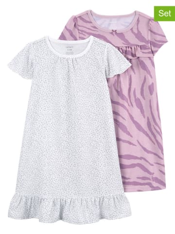 carter's 2-delige set: nachthemdjes paars/wit