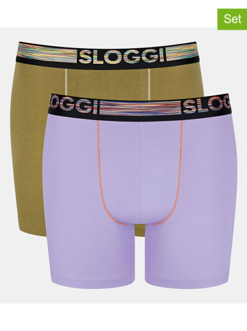 Sloggi Bokserki (2 pary) w kolorze fioletowym i khaki