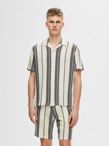 SELECTED HOMME Hemd in Creme/ Blau