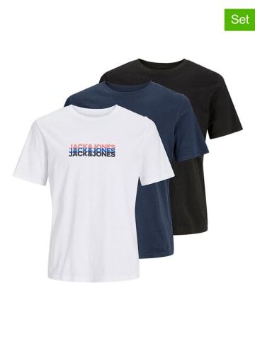 Jack & Jones 3-delige set: shirts wit/donkerblauw/zwart