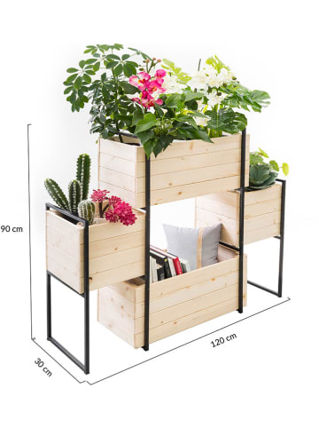 Inkazen 4tlg. Blumenkasten-Set in Natur - (B)120 x (H)90 x (T)30 cm