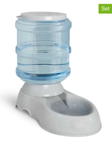 Inkazen 2-delige set: drink- & voerdispenser lichtgrijs