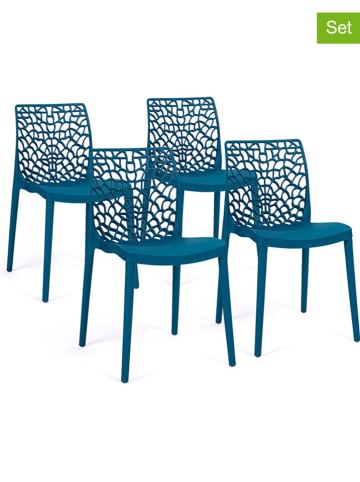 Inkazen 4er-Set: Gartenstühle in Blau - (B)45,5 x (H)81,5 x (T)52,5 cm