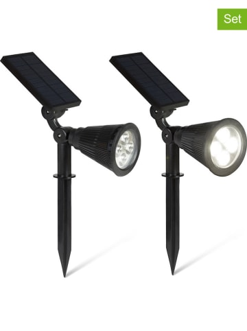 Inkazen 2er-Set: LED-Solarleuchten in Schwarz - (B)12 x (H)18 x (T)9 cm
